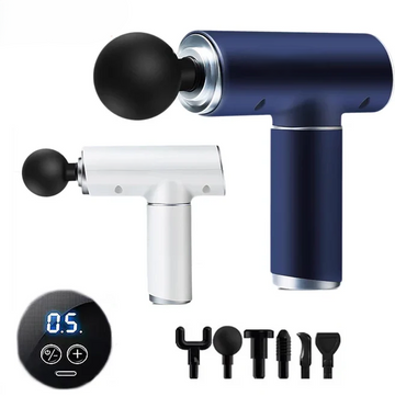 Mini Massage Gun | 6 Heads Deep Tissue Fascia Gun with 5 Speeds Silent Massager